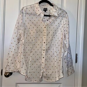 Talbots Cream Shirt with Gold Dots